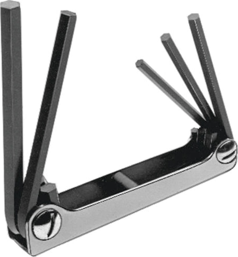 Proto J4994 - Large Inch Set, Folding Hex Key, Chrome Plated Steel Case, 5 Piece, Black Oxide Bits, 5-1/4in