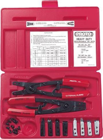 Proto J361 - 18-Pc Replaceable Tip Retaining Ring Plier Set