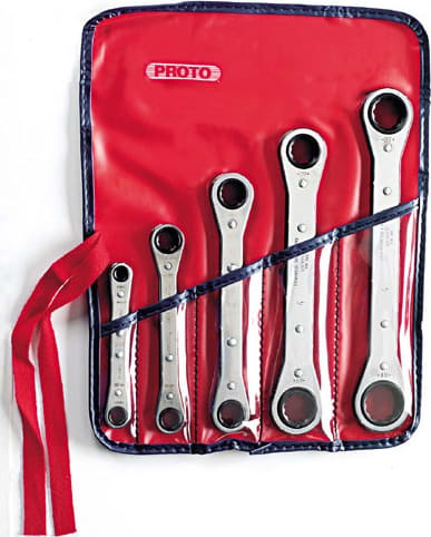 Proto J1190A - Ratcheting Box Wrench Set, 5 pc., 1/4' thru 7/8'