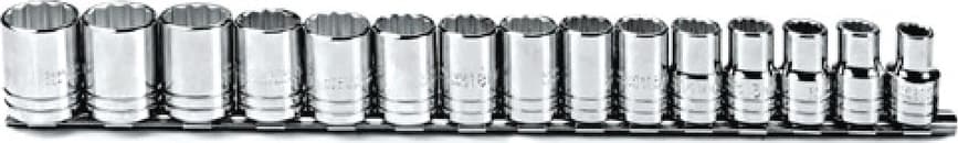 Proto J54206 - Socket, 1/2in Drive, TorquePlus, Metric Sizes, Full Polish, 12 Point, 15 Piece Set
