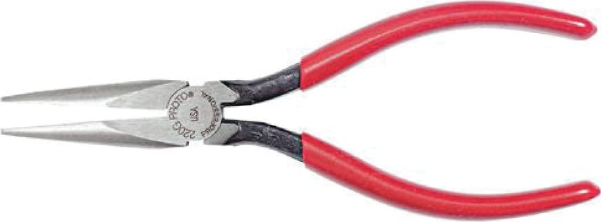 Proto J220G - Pliers, Needle Nose, Serrated Jaw, 6-5/8' OAL, Plain Grip Handle, Steel