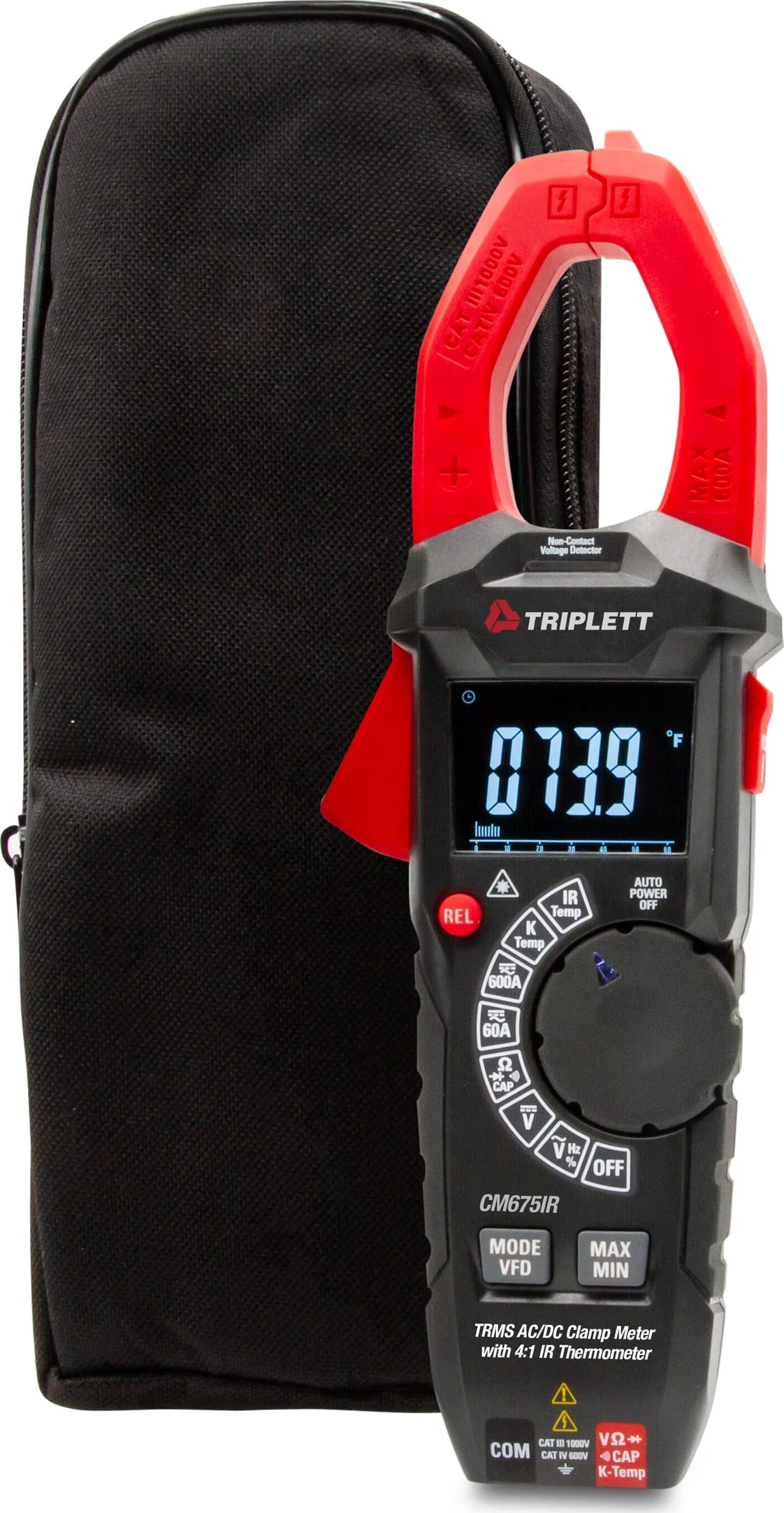 Triplett CM675IR - 600A AC/DC True RMS Clamp Meter with 4:1 IR Thermometer