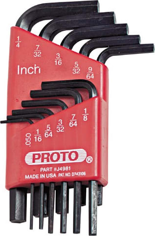 Proto J4981 - Hex Key Set0.050-1/4 In, L-Shaped Short