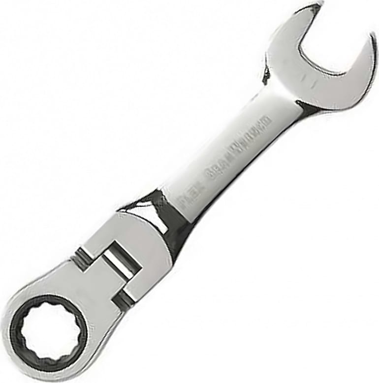 GEARWRENCH 9558 Ratcheting Combination Wrench, Stubby, Flexible Head, 72-Tooth, 12 Point, 17mm Size