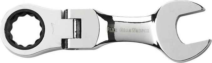 GEARWRENCH 9557D Ratcheting Combination Wrench, Stubby, Flexible Head, 72-Tooth, 12 Point, 16mm