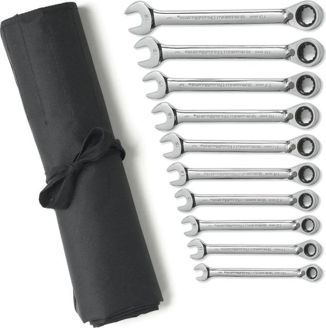 GEARWRENCH 9601RN Ratcheting Combination Wrench Set, Reversible, Metric, 72-Tooth, 12 Pt, 10 Pieces