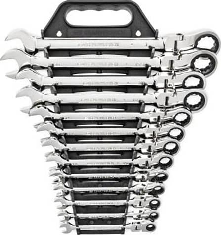 GEARWRENCH 9702D Ratcheting Combination Wrench Set, Flexible, SAE, 72-Tooth, 12 Point, 13 Pieces