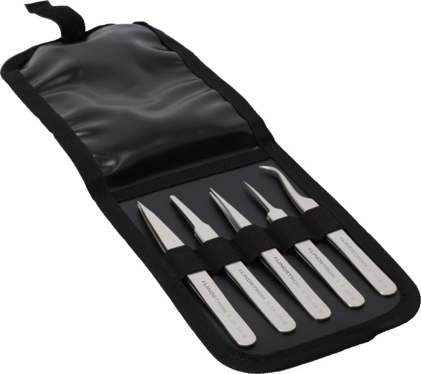 Lindstrom 9861 - Tweezers Set, Economy, 5 Piece, Wallet Included