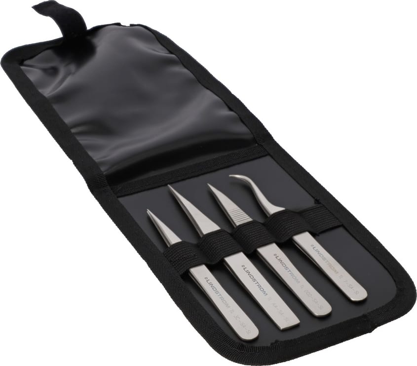 Lindstrom 9862 - Tweezers Set, Economy, 4 Piece, Wallet Included