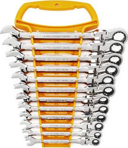 GEARWRENCH 9901D Ratcheting Combination Wrench Set, Flexible, Metric, 72-Tooth, 12 Point, 12 Pieces