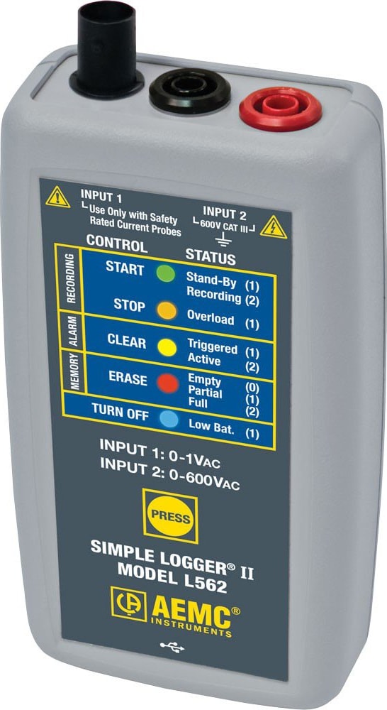AEMC L562 - 2-Channel Voltage and Current Simple Logger II, 600V Voltage, 1V Current
