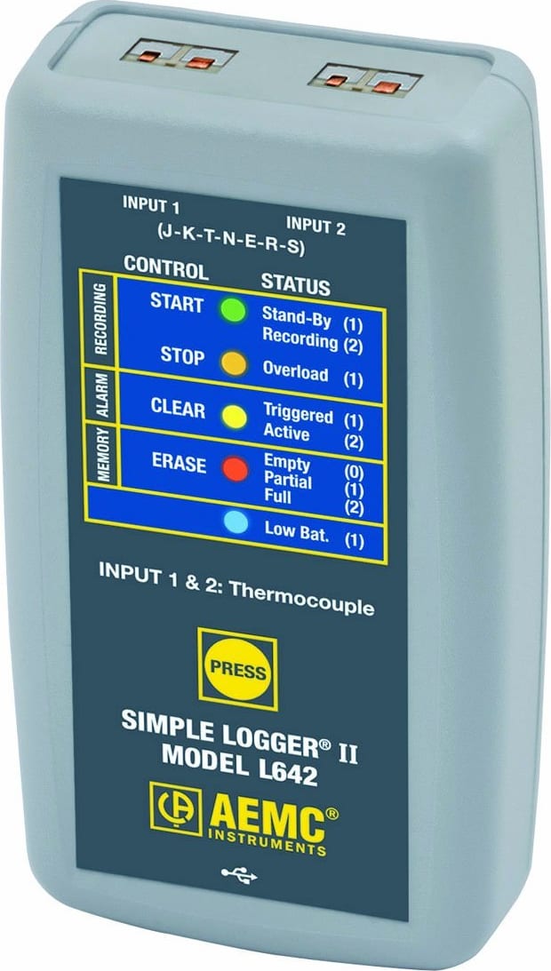 AEMC L642 - 2-Channel Thermocouple Simple Logger II