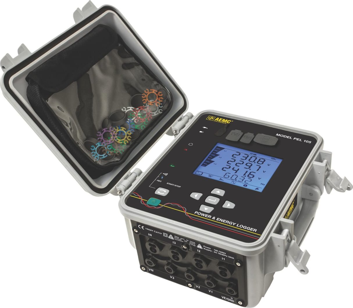 AEMC PEL105 w/ 4 196A-24-BK - Waterproof Power and Energy Logger w/Current Probes