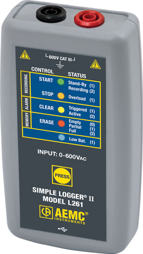 AEMC L261 - Simple Logger II (1-Channel, TRMS, 600VAC/DC, DataView Software)