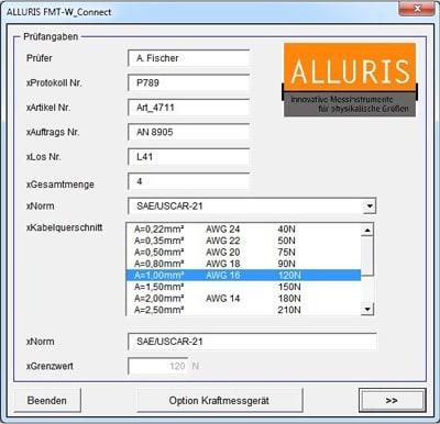 Alluris FMT-816.1H - FMT-W_Connect Software Program for FMT-W30 Pull Tester