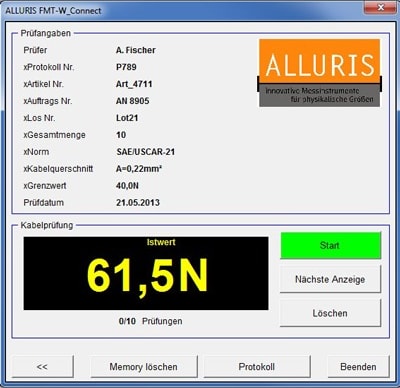 Alluris FMT-816.1M - FMT-W_Connect Software Program for FMT-W40 Pull Tester