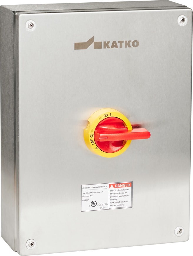Altech KER460UL98 Y/R - UL98 Motor Disconnect Switch, Stainless Steel Enclosure, Yellow/Red, 4 Pole, 60 A
