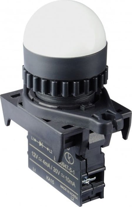 Autonics L2RR-L1WL - 22/25 mm Pilot Light, White, Dome Head, LED 100-220VAC
