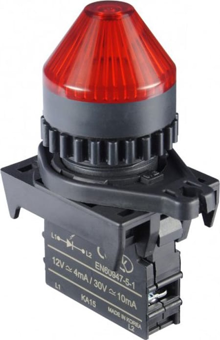 Autonics L2RR-L2RD - 22/25 mm Pilot Light, Red, Horn Head, LED 12-30VDC/AC