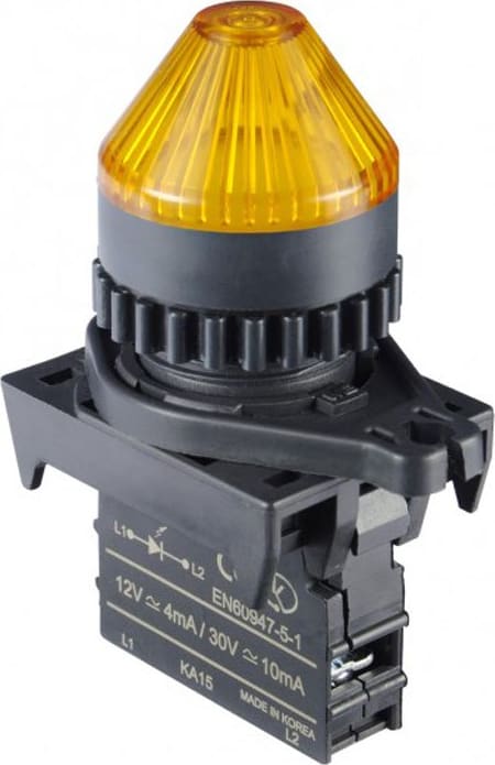 Autonics L2RR-L2YD - 22/25 mm Pilot Light, Yellow, Horn Head, LED 12-30VDC/AC