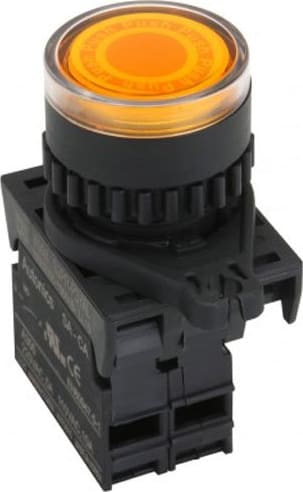 Autonics L2RR-L3YD - 22/25 mm Pilot Light, Yellow, Flat Head, LED 12-30VDC/AC