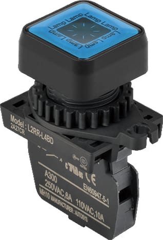 Autonics L2RR-L4BD - 22/25 mm Pilot Light, Square type, Non-Flush, Illuminated, Blue, LED 12-24VDC/AC