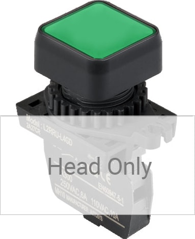 Autonics L2RRU-L4G - 22/25 mm Pilot Light, Green, Flat Square Head, Non Marking(Lamp)