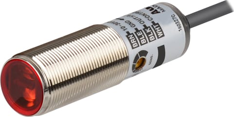 Autonics BRQM3M-PDTA Cylindrical Photoelectric Sensor, Retroreflective Type, 3m Sensing Distance