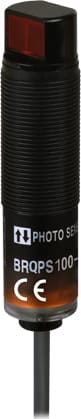 Autonics BRQPS100-DDTA Cylindrical Photoelectric Sensor, Diffuse Reflective Type, 100mm Sensing Distance, Cable Type