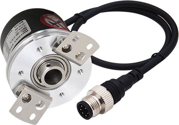 Autonics E58H12-600-3-T-24-C - Incremental Rotary Encoder, Cable Outgoing Connector Type, 58mm, 12mm Hollow Shaft, 600 PPR, A,B,Z, Totem Pole Output, 12-24VDC