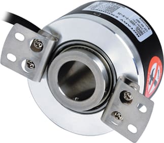 Autonics E60H20-100-3-N-24 - Rotary Encoder, Incremental, 60mm, 20mm Hollow Shaft, 100 PPR, A,B,Z, NPN Open Collector Output, 12-24VDC