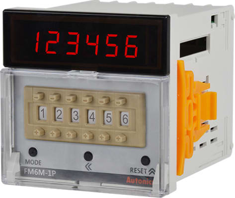 Autonics FM6M-1P4 - Digital Measure Counter, 6-Digit, LED, 1 Presets(Stage Setting), 1 Relay and 1 NPN Outputs