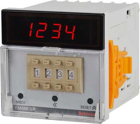 Autonics FM4M-1P4 - Digital Measure Counter, 4-Digit, LED, 1 Presets(Stage Setting), 1 Relay and 1 NPN Outputs