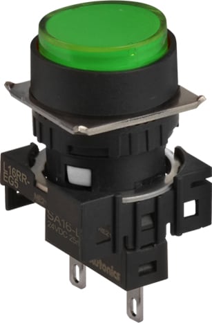 Autonics L16RR-EG24 - 16 mm Pilot Light, 6 Round Type, Extend, Green, 24 VDC LED Block