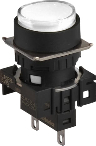 Autonics L16RR-EW24 - 16 mm Pilot Light, 6 Round Type, Extend, White, 24 VDC LED Block
