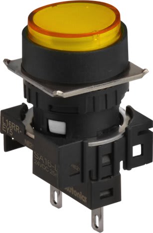 Autonics L16RR-EY24 - 16 mm Pilot Light, 6 Round Type, Extend, Yellow, 24 VDC LED Block