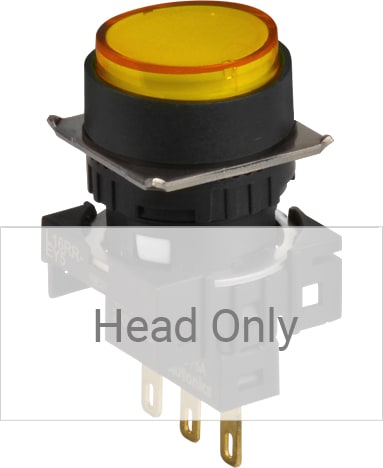 Autonics L16RR-EY - 16 mm Pilot Light, 6 Round Type, Extend, Yellow, Head Only