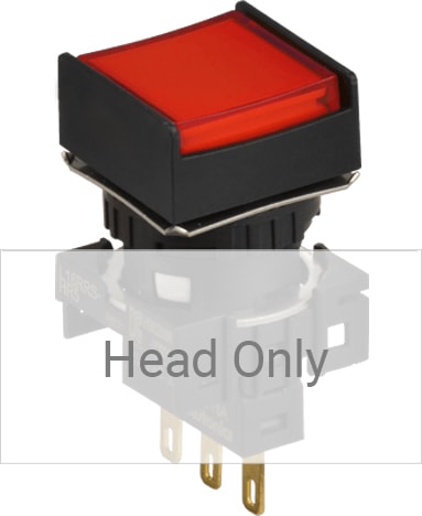 Autonics L16RRS-HR - 16 mm Pilot Light, Square Type, Half Guard, Red, Head Only