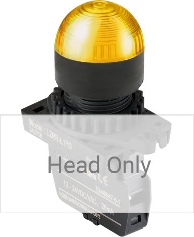 Autonics L2RR-L1Y - 22/25 mm Pilot Light, Yellow, Dome Head Only