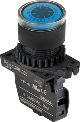 Autonics L2RR-L3BL - 22/25 mm Pilot Light, Blue, Flat Head, LED 100-220VAC