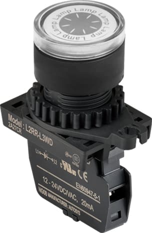 Autonics L2RR-L3WL - 22/25 mm Pilot Light, White, Flat Head, LED 100-220VAC