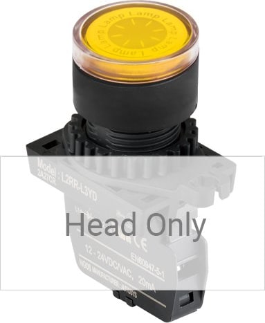 Autonics L2RR-L3Y - 22/25 mm Pilot Light, Yellow, Flat Head Only