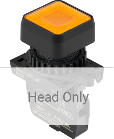 Autonics L2RR-L4Y - 22/25 mm Pilot Light, Yellow, Flat Square Head Only