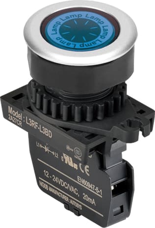 Autonics L3RF-L3BDM - 30 mm Pilot Light, Blue, Flat Round Head, LED 12-30VDC/AC, Multi Stack