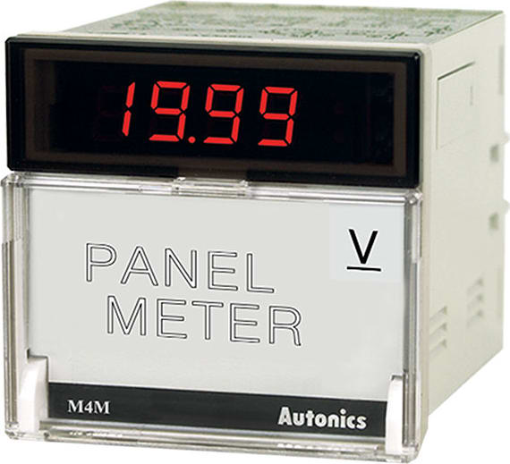 Autonics M4M-DA-3 Meter, DC Amps, LED, W72xH72mm, 3 1/2-Digit, 0-19.99mA Input