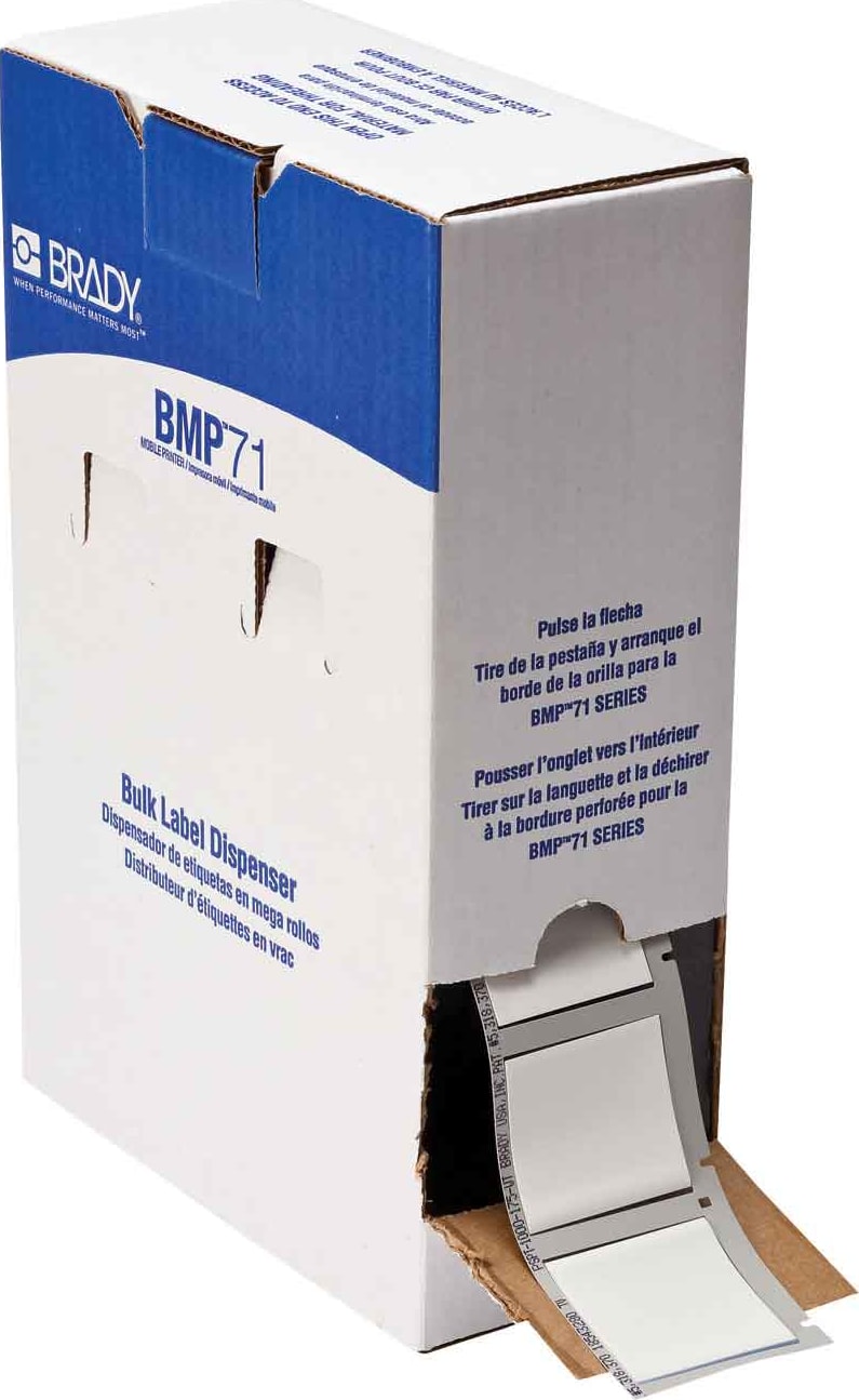 Brady BM-1000-175-342 - Wire and Cable Labels, PermaSleeve, White, Matte, 1' Dia., 1.75'W, 500/Roll