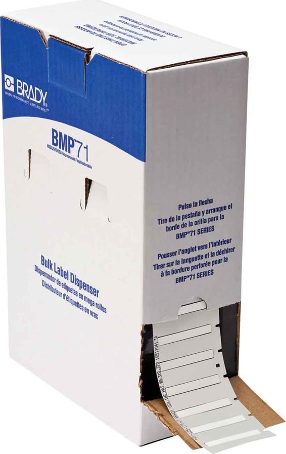 Brady BM-125-175-342 - Wire and Cable Labels, PermaSleeve, White, Matte, 0.125' Dia., 1.75'W, 1000/Roll