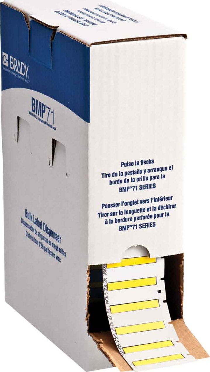 Brady BM71-125-175-342YL - Labels, PermaSleeve, Heat-Shrink Polyolefin, Yellow, Matte, 0.125 x 1.75in