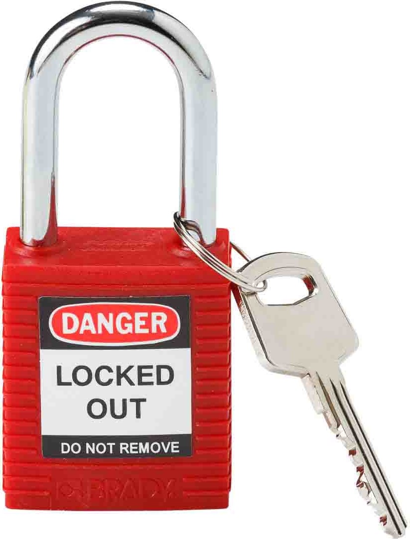 Brady 99552 - Nylon Lockout Padlocks, Standard Type, Steel, Red Color