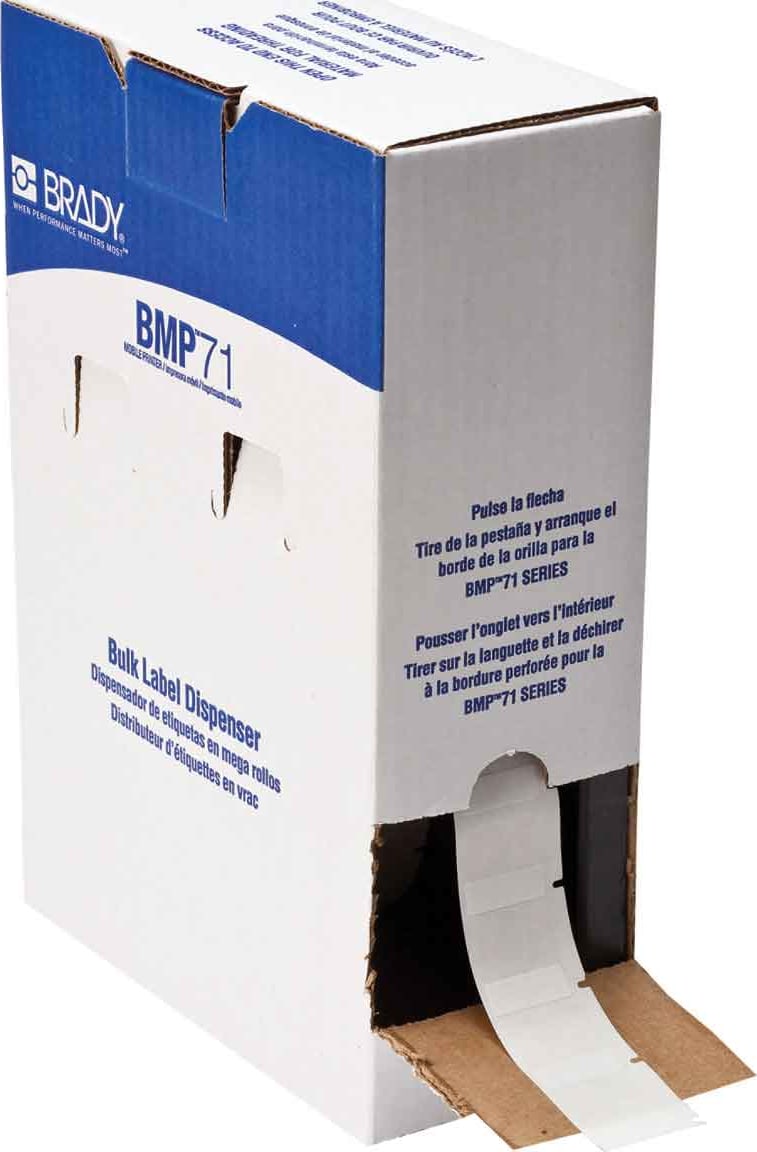 Brady BM-19-427 - Self-Laminating Vinyl Wrap Around Labels, 1' H x 1' W, White/Clear, 2500/Roll